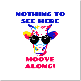 Moove Along! Pop Art Cool Cow Wearing Sunglasses Posters and Art